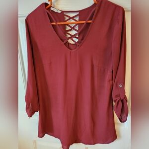 Maurices Blouse, Merlot, Medium